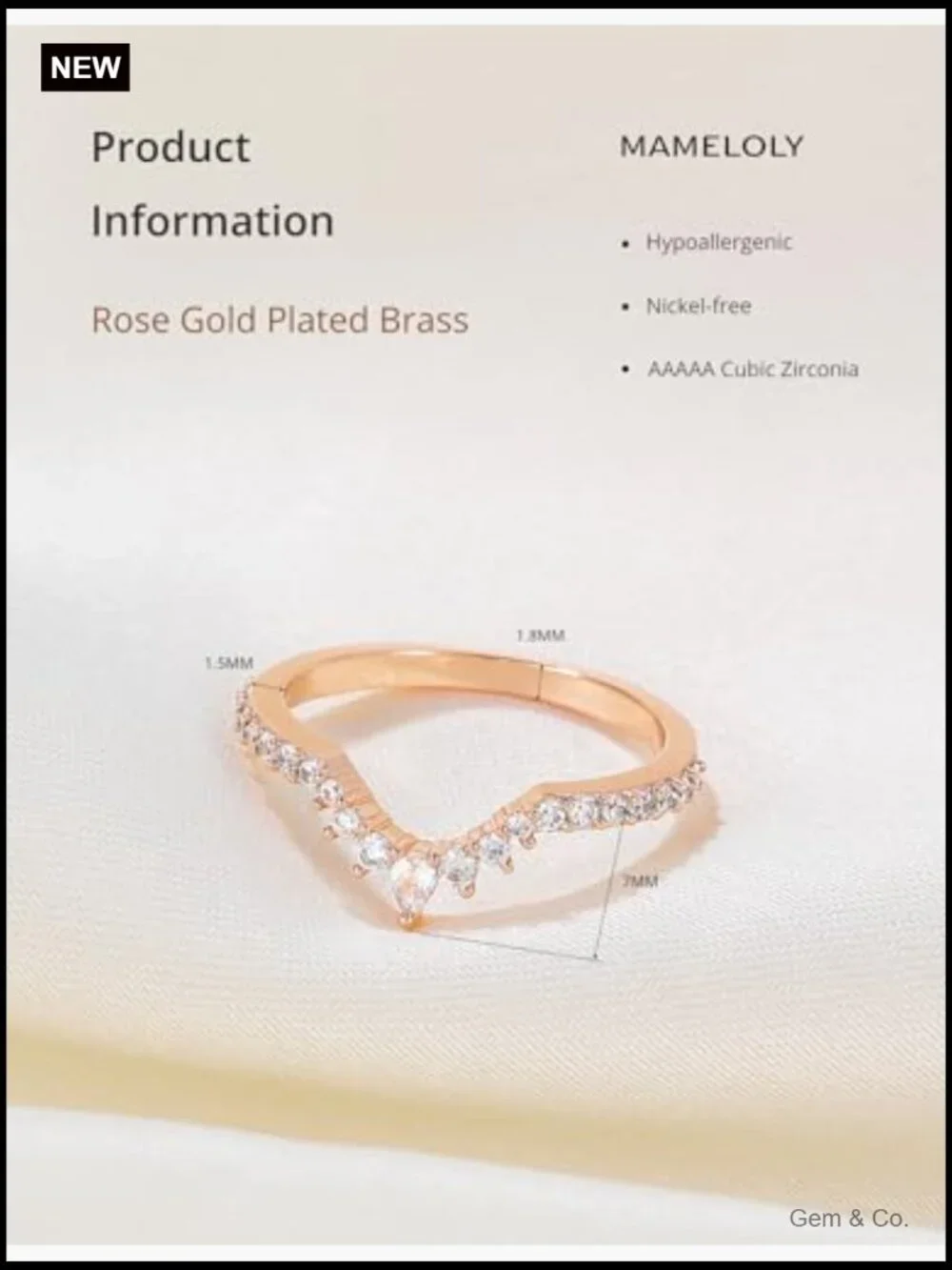 Curved Wedding Band Stackable CZ Eternity Ring Halo 14K Gold Plated